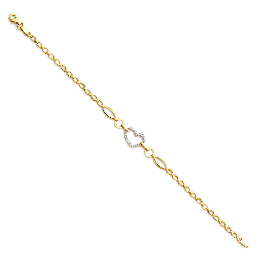 14K Gold Heart Link Bracelet