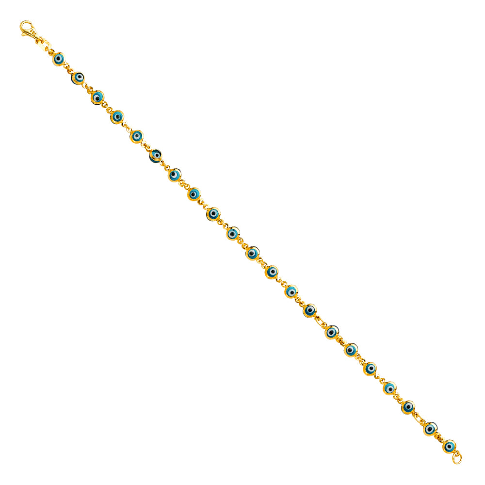 14K Gold Evil Eye Bracelet – 7”
