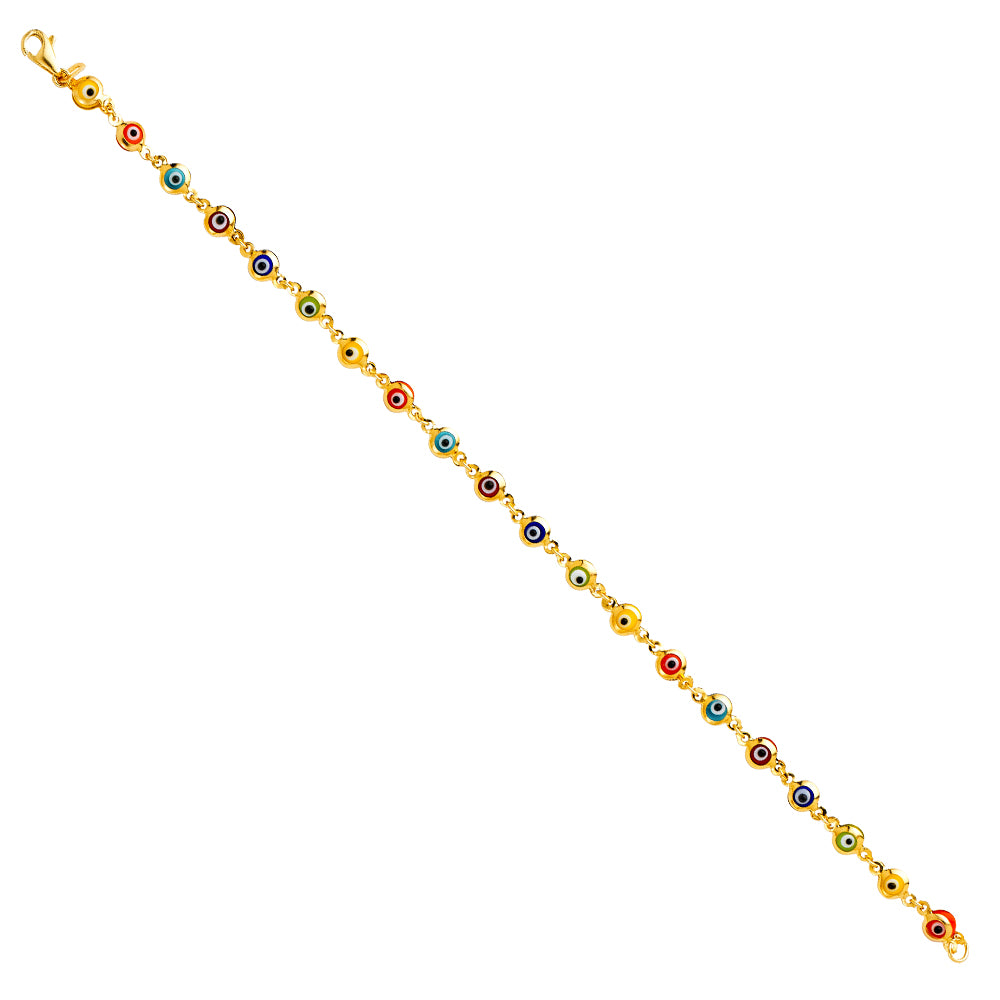 14K Gold Evil Eye Bracelet – 7”