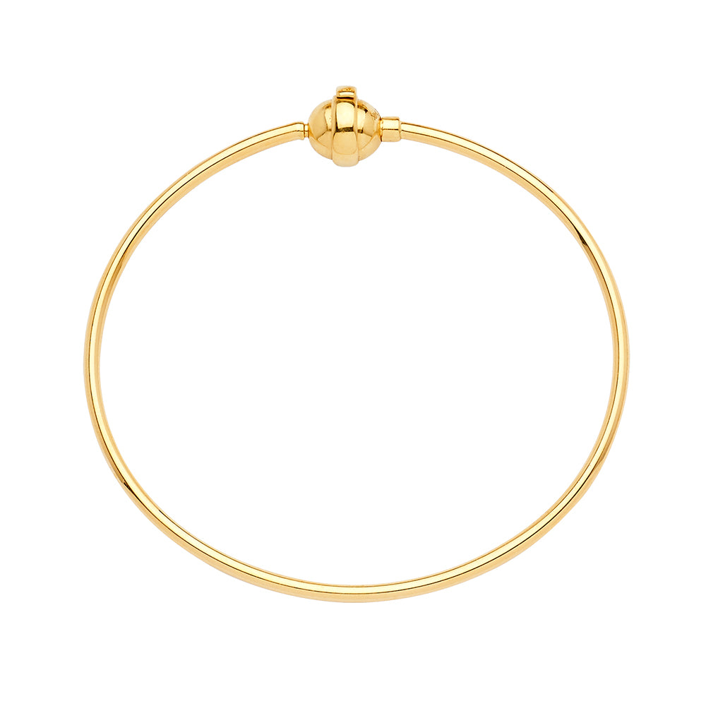 14K Gold Hollow Charm Bracelet with Free Bail & Stopper – Women’s Charm Bangle (6.5" – 8")