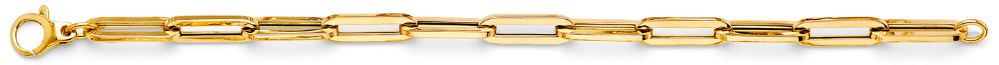 14K Gold Hollow Long Paperclip Bracelet – 7.75”