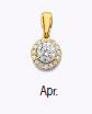 14K Gold Birthstone Pendant – Round Gemstone Necklace Charm | January to December Stones