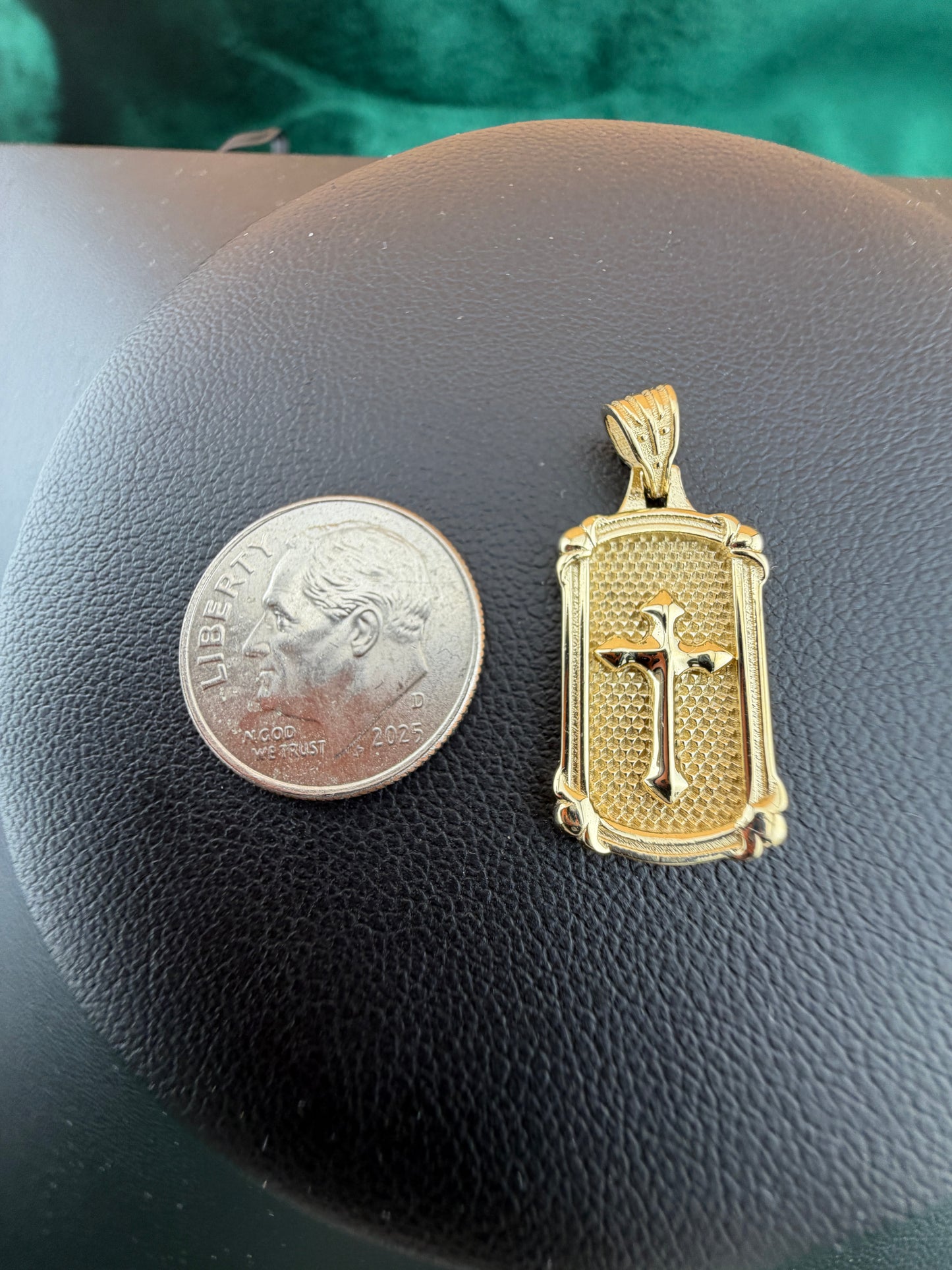 14K Yellow Gold Frame Cross Pendant – Classic Religious Charm