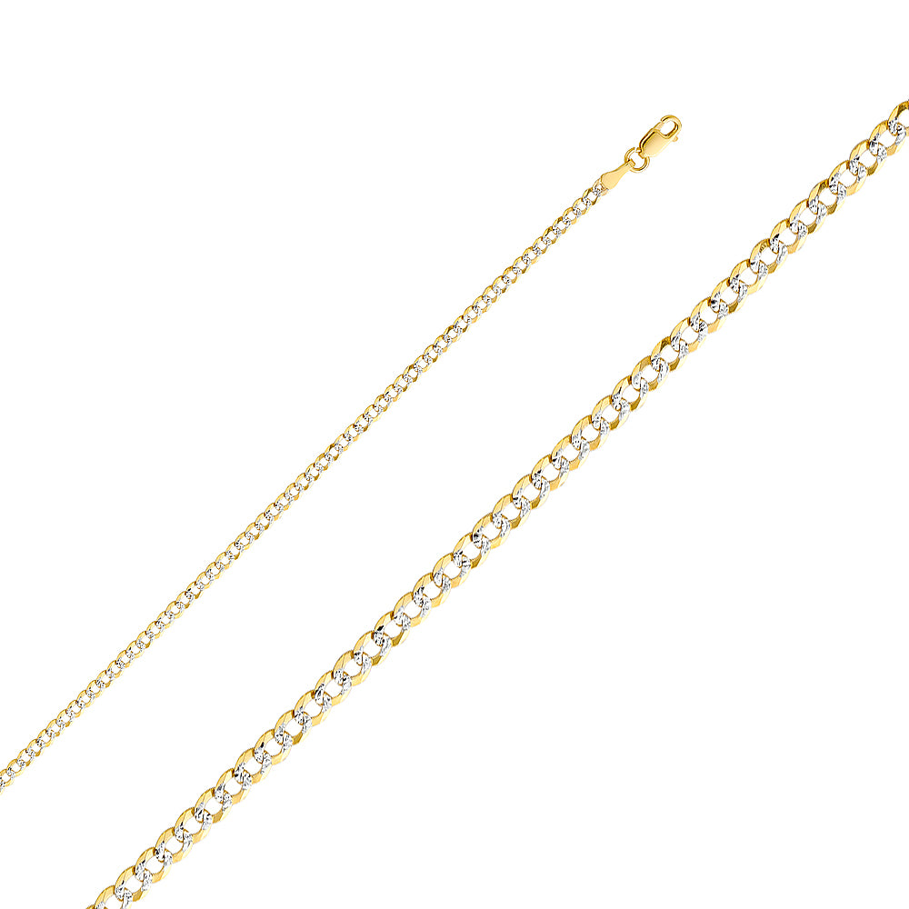 14K Yellow Gold Curb Chain with White Pave Finish