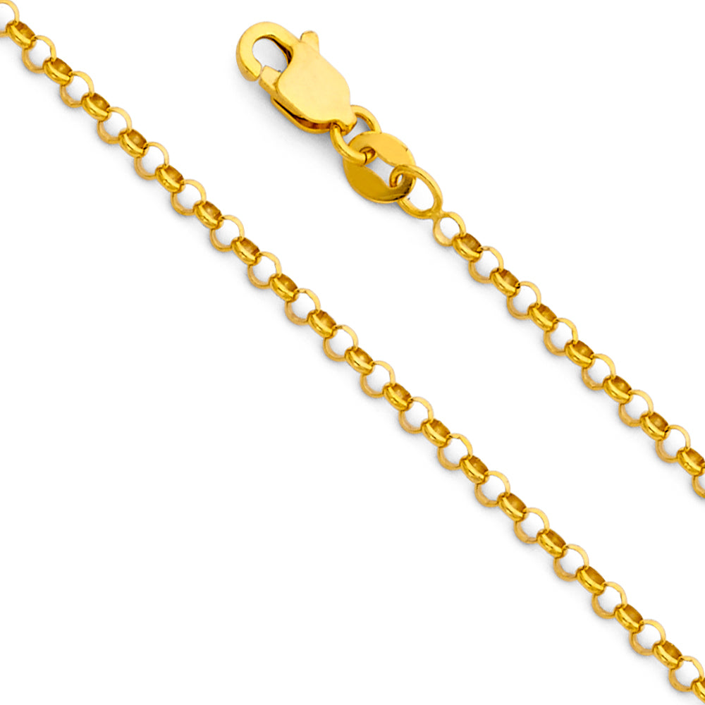 14K Gold Rolo Cable Chain Necklace – 2.1mm Classic Link