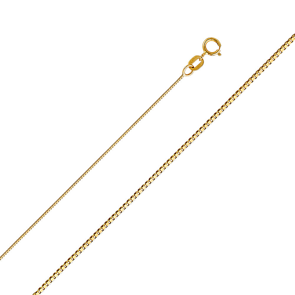 14K Gold Box Chain Necklace – 0.5mm Dainty Solid Gold Chain for Women & Men