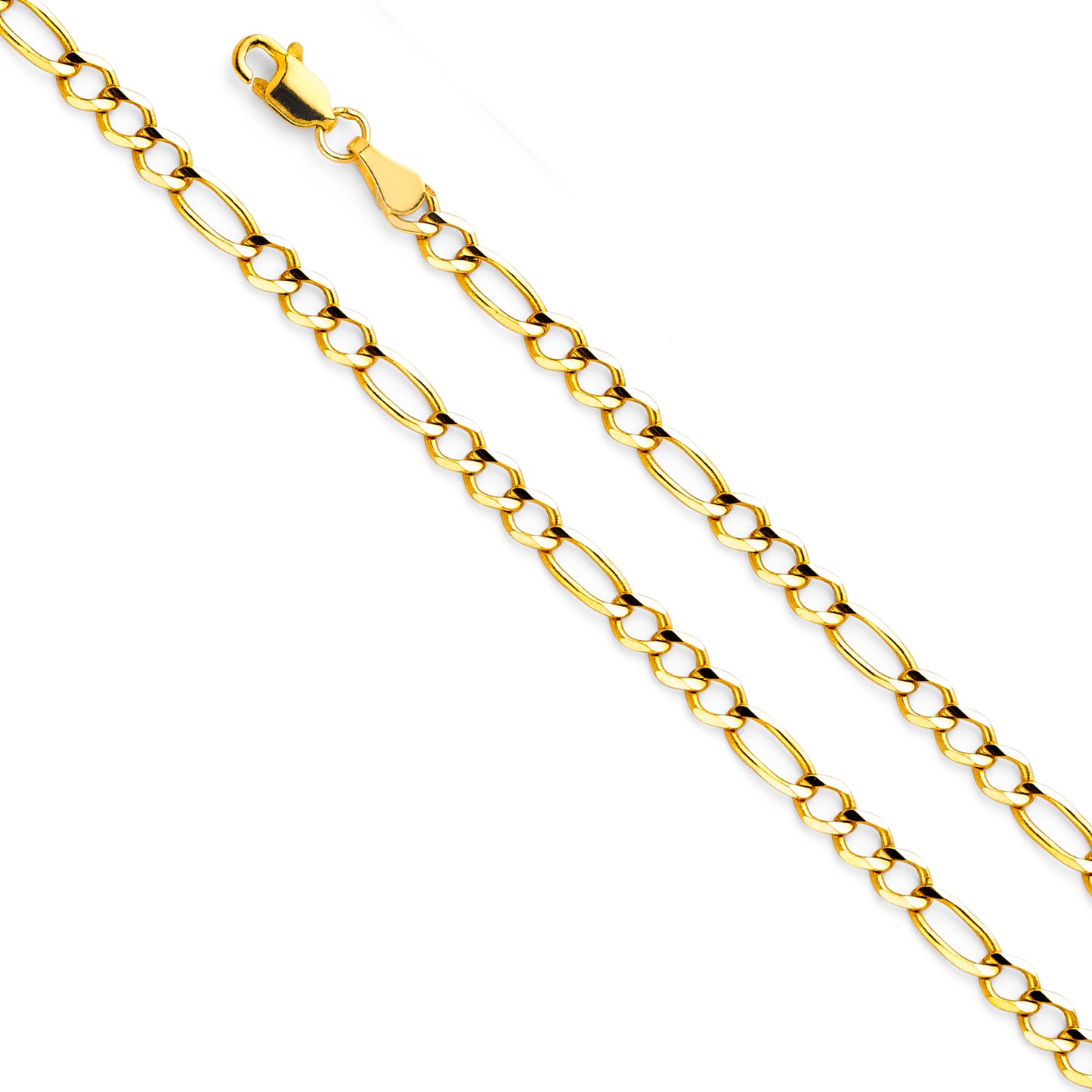 14K Yellow Gold Figaro Concave Open Link Chain