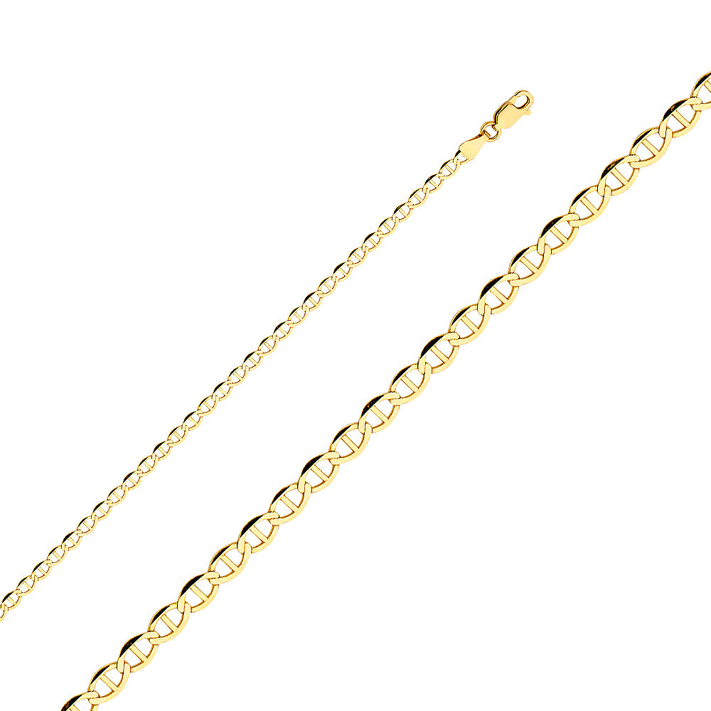 14K Yellow Gold Flat Mariner Chain Necklace