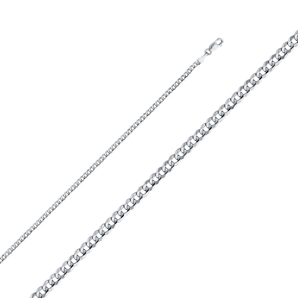 14K White Gold Hollow Curb Chain