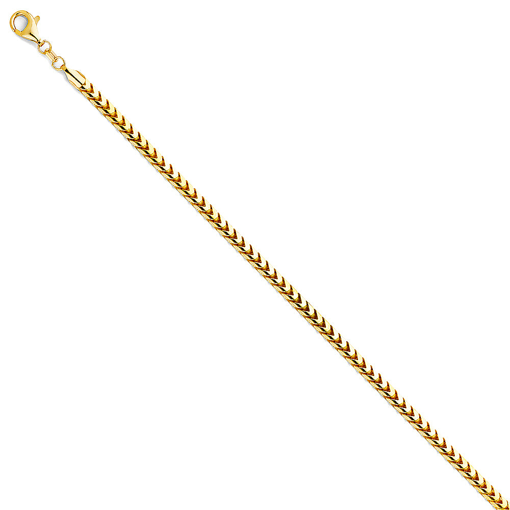 14K Solid Gold Franco Chain – 3.3mm – Men’s Real Gold Chain