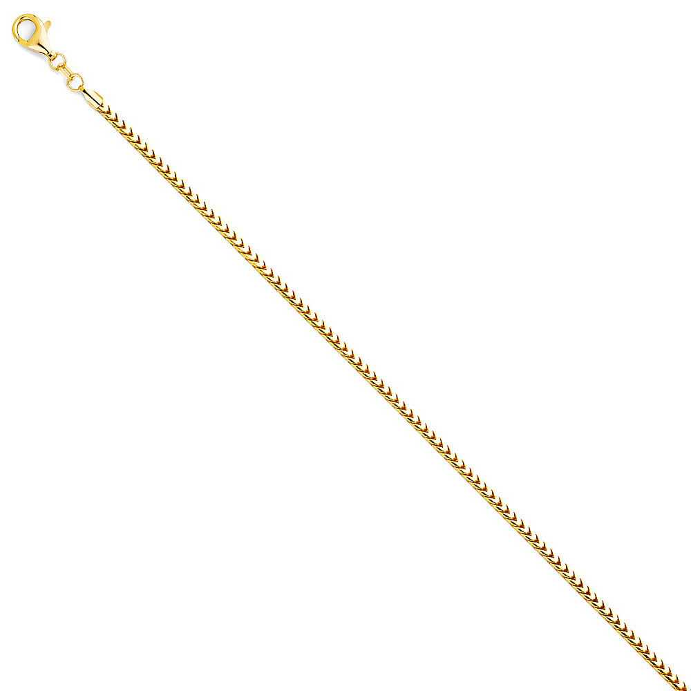14K Solid Gold Franco Chain – 2.2mm – Men’s & Women’s Gold Chain
