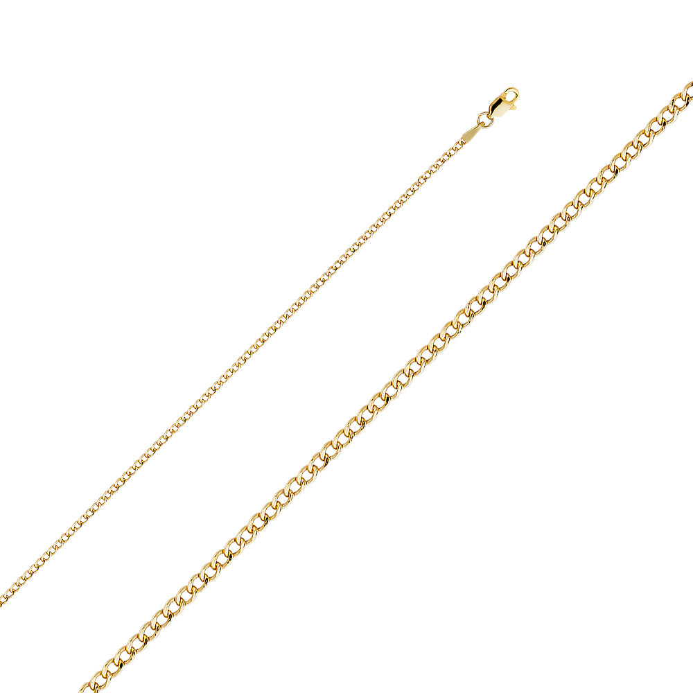 14K Gold Hollow Beveled Curb Chain