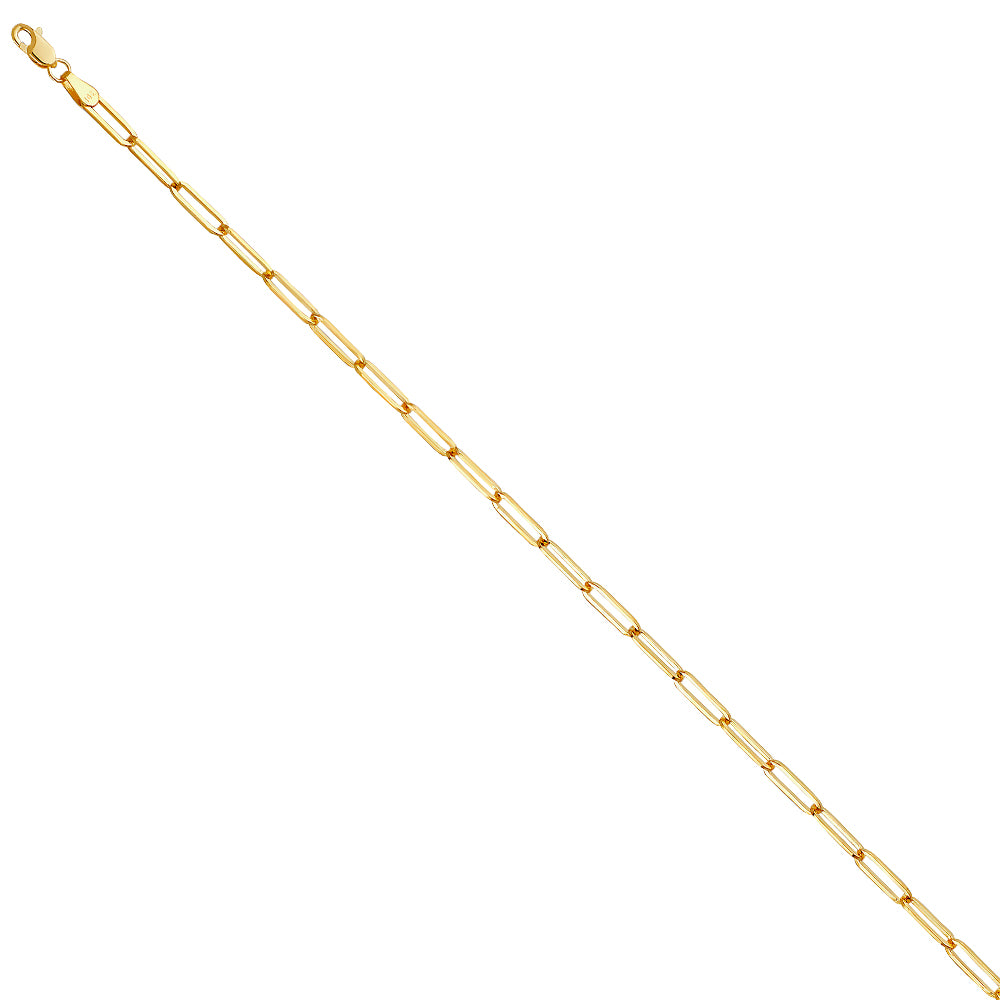 14K Solid Yellow Gold Paper Clip Chain