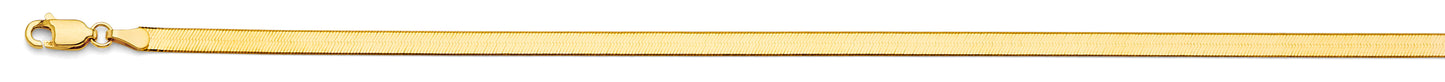 14K Gold Herringbone Chain Necklace – 3.5mm Flat Snake Chain