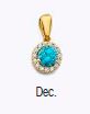 14K Gold Birthstone Pendant – Round Gemstone Necklace Charm | January to December Stones