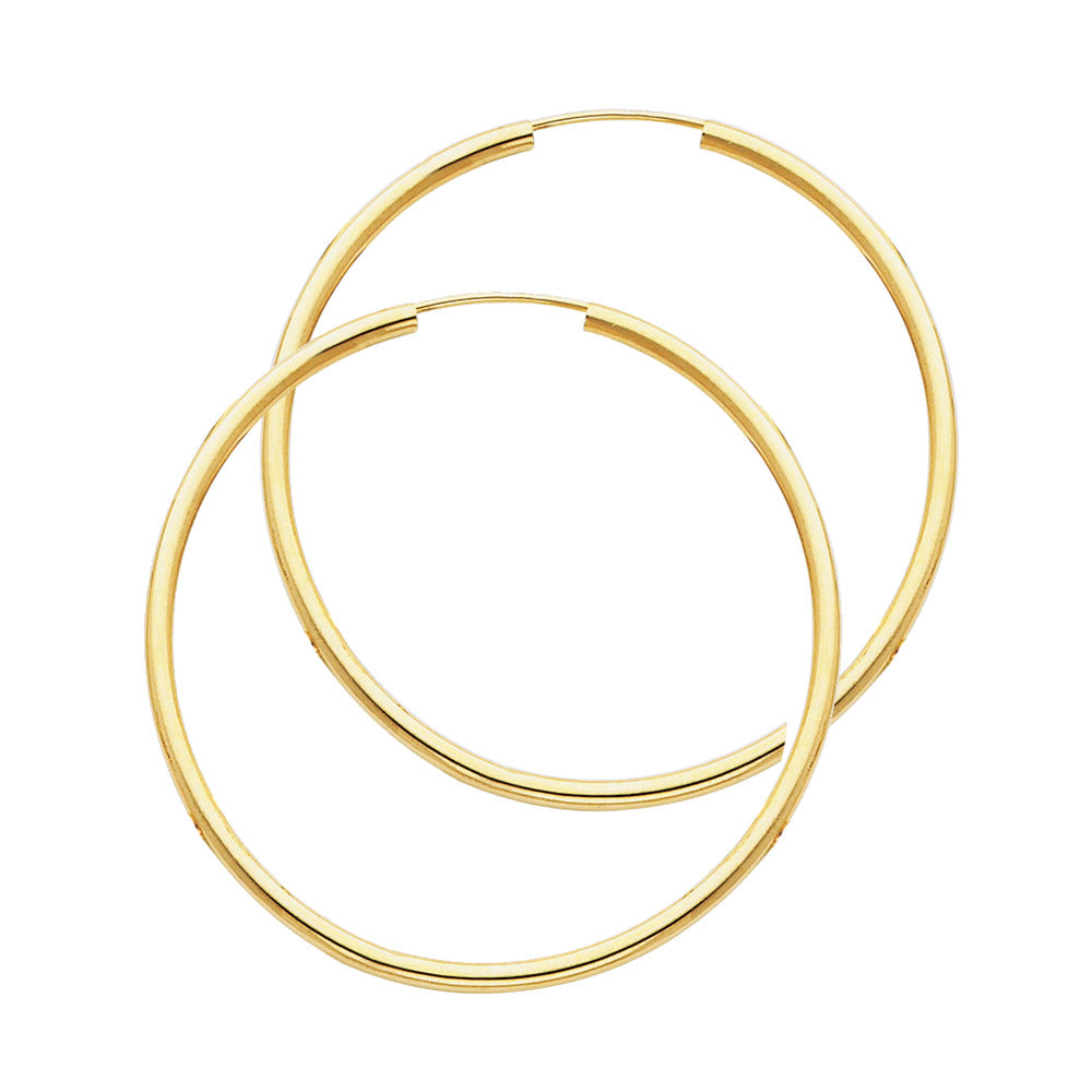 14K Gold Endless Hoop Earrings – 2mm