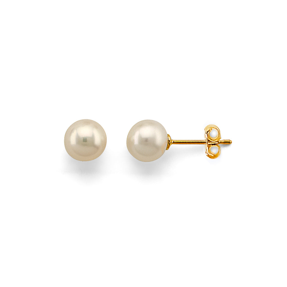 14K Gold Pearl Stud Earrings – 5mm