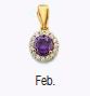 14K Gold Birthstone Pendant – Round Gemstone Necklace Charm | January to December Stones