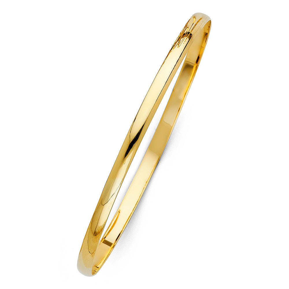 14K Gold Solid Bangle Bracelet – 4mm