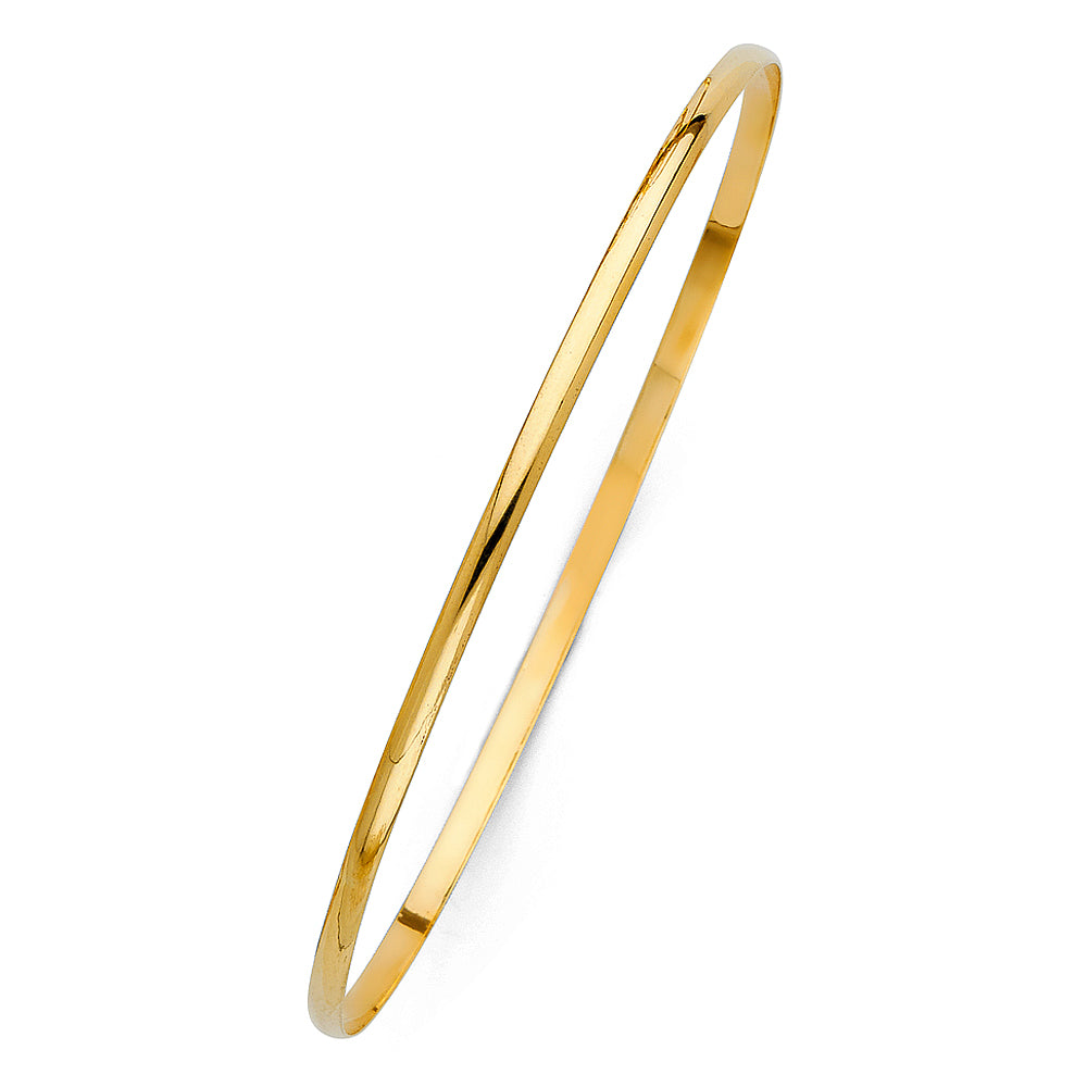 14K Gold Solid Bangle Bracelet – 3mm