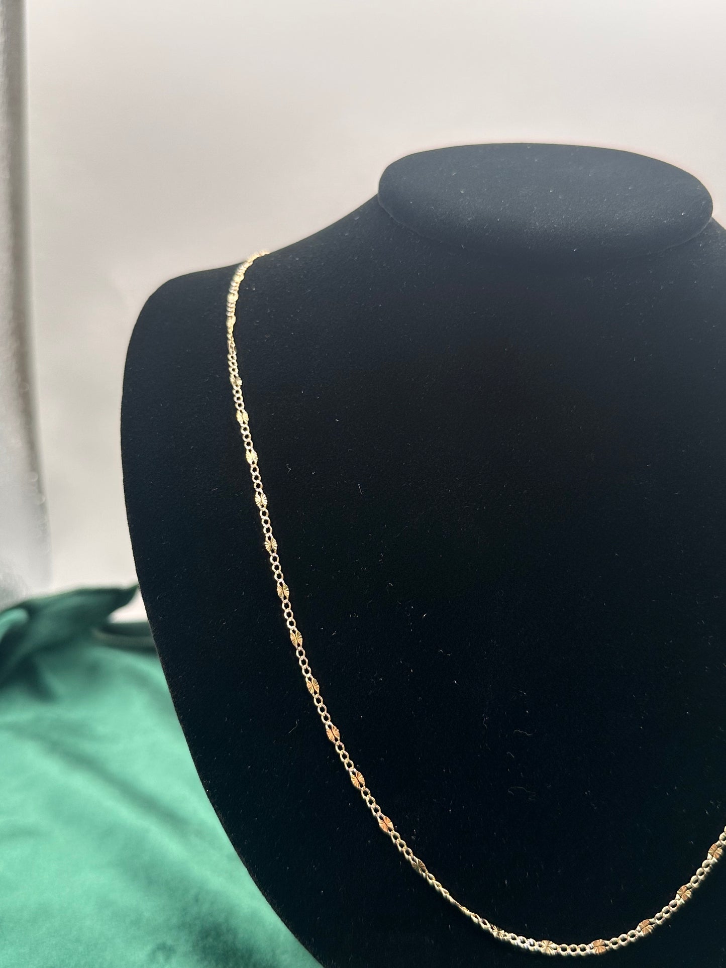 14K Gold Figaro Chain Necklace – 2.5mm 3+1 Link with White Pavé Accents