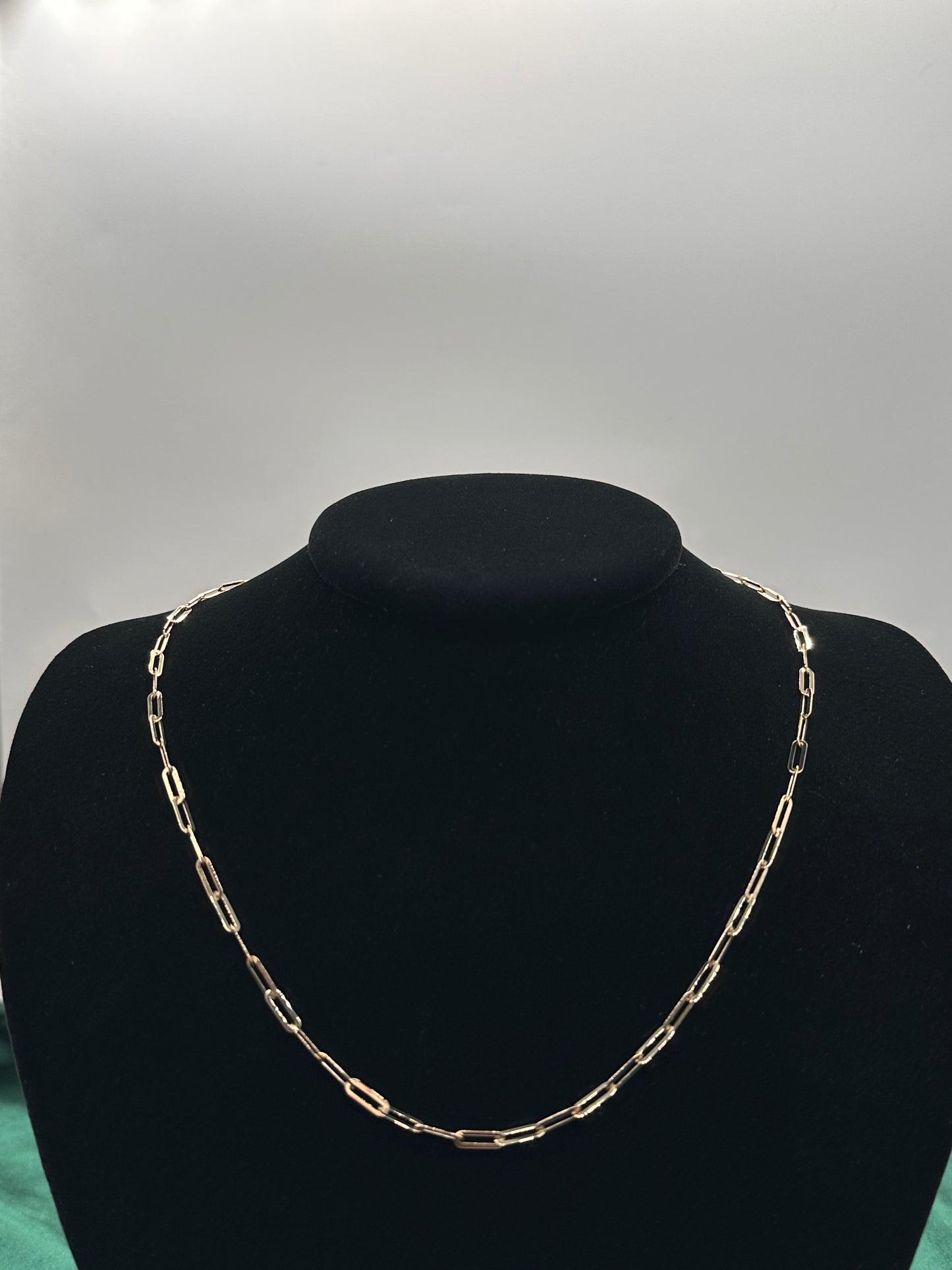 14K Gold Flat Paperclip Chain Necklace – 18 Inch Real Gold Link Necklace for Women