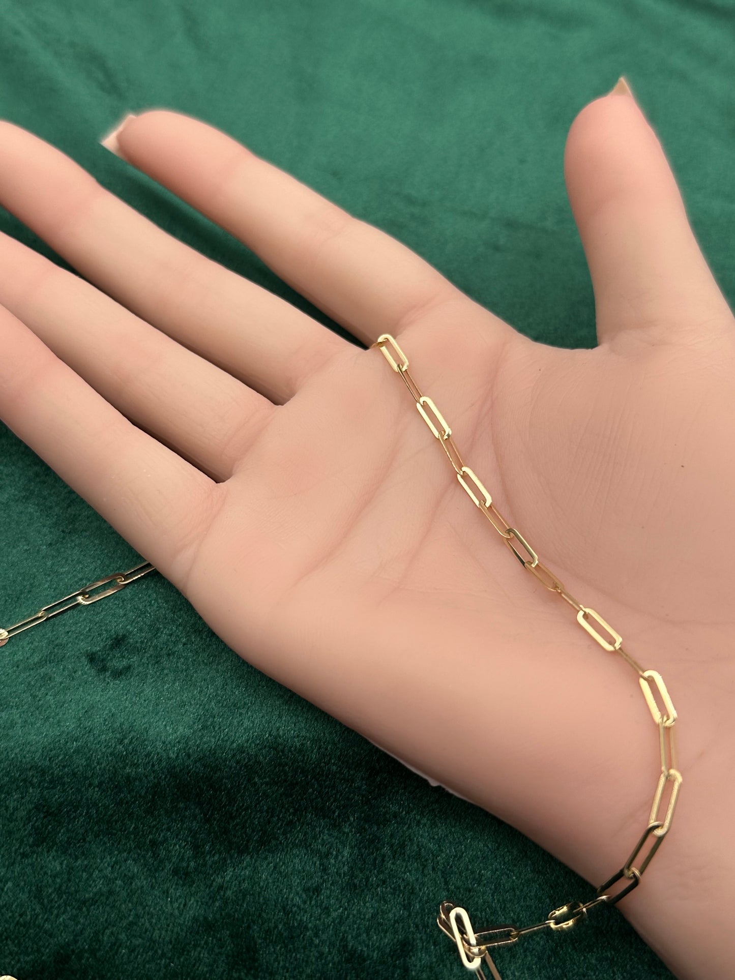 14K Gold Flat Paperclip Chain Necklace – 18 Inch Real Gold Link Necklace for Women