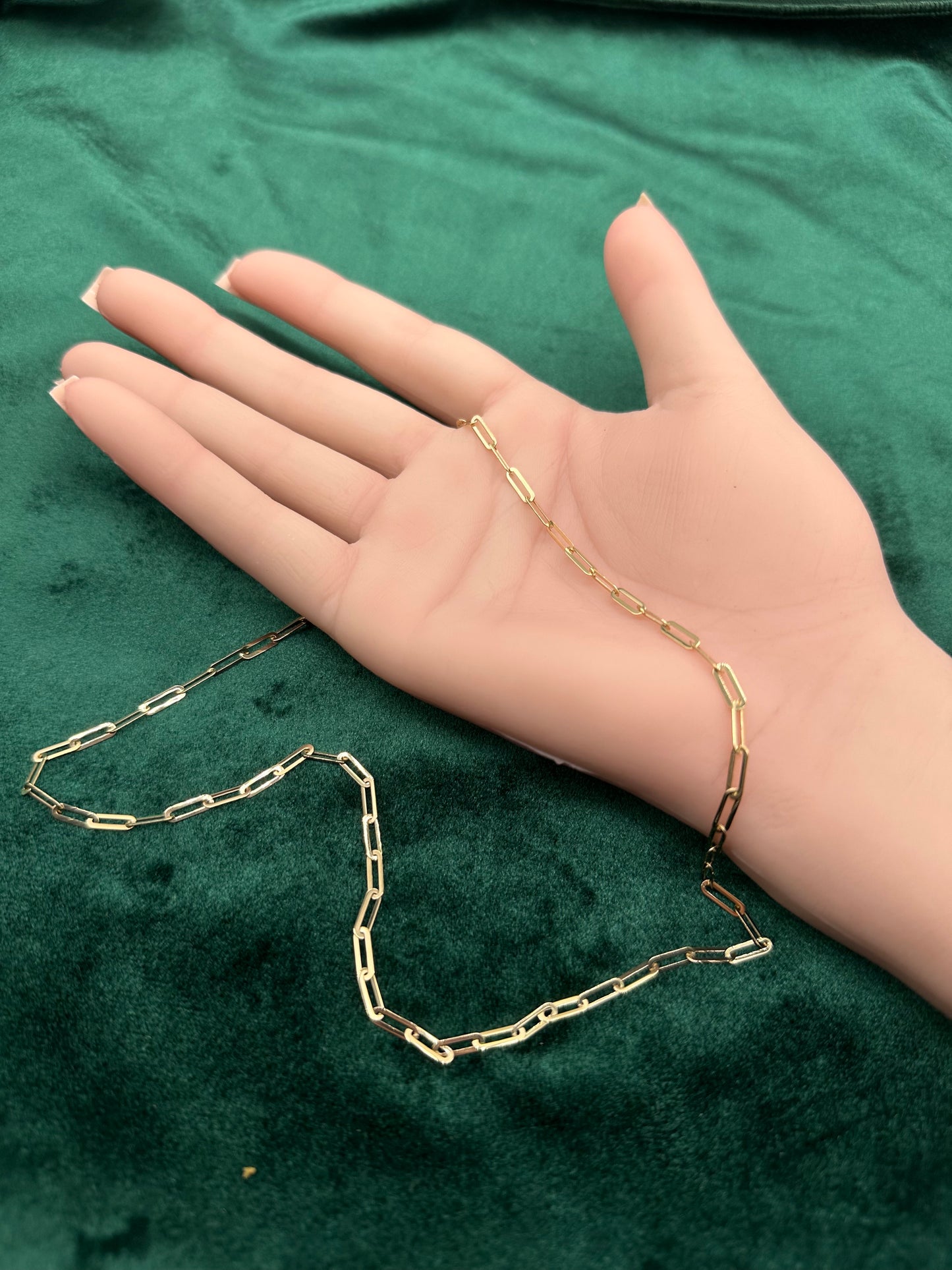 14K Gold Flat Paperclip Chain Necklace – 18 Inch Real Gold Link Necklace for Women