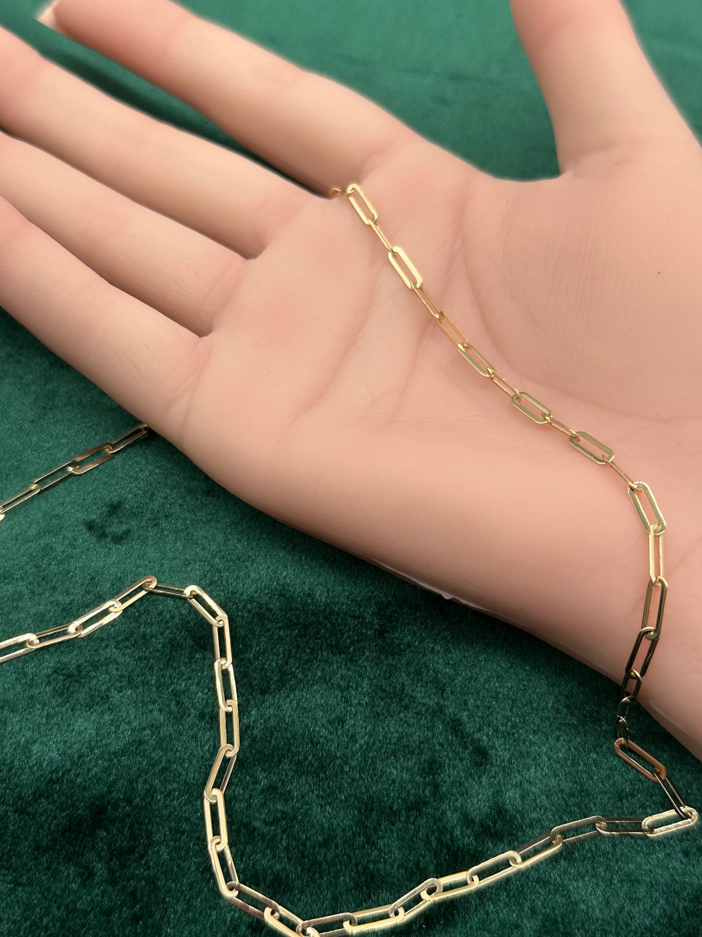 14K Gold Flat Paperclip Chain Necklace – 18 Inch Real Gold Link Necklace for Women