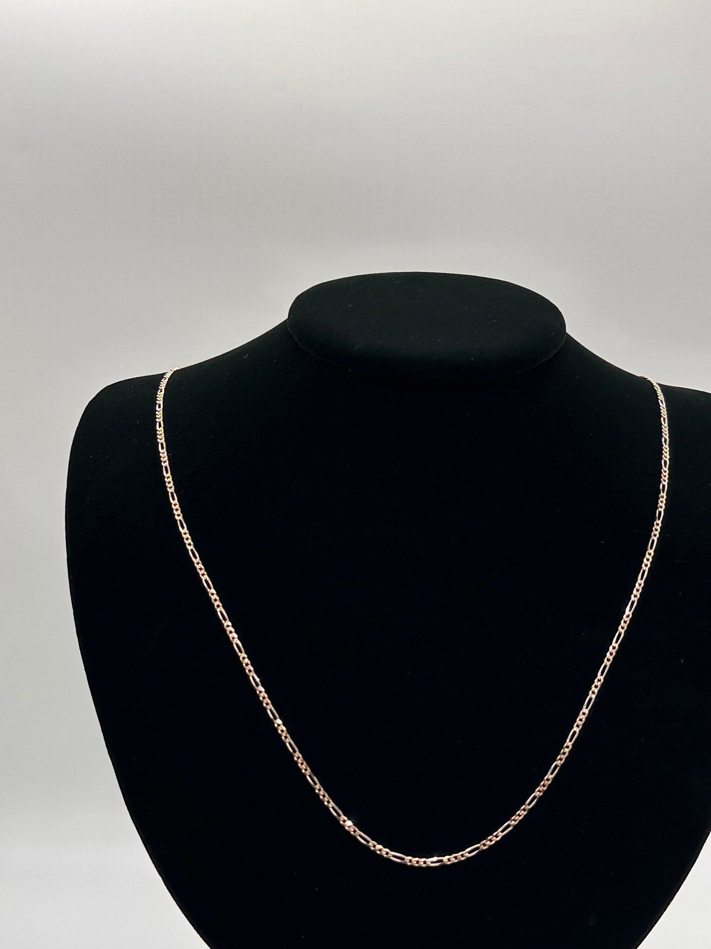 14K Tri-Color Gold Figaro Concave Chain