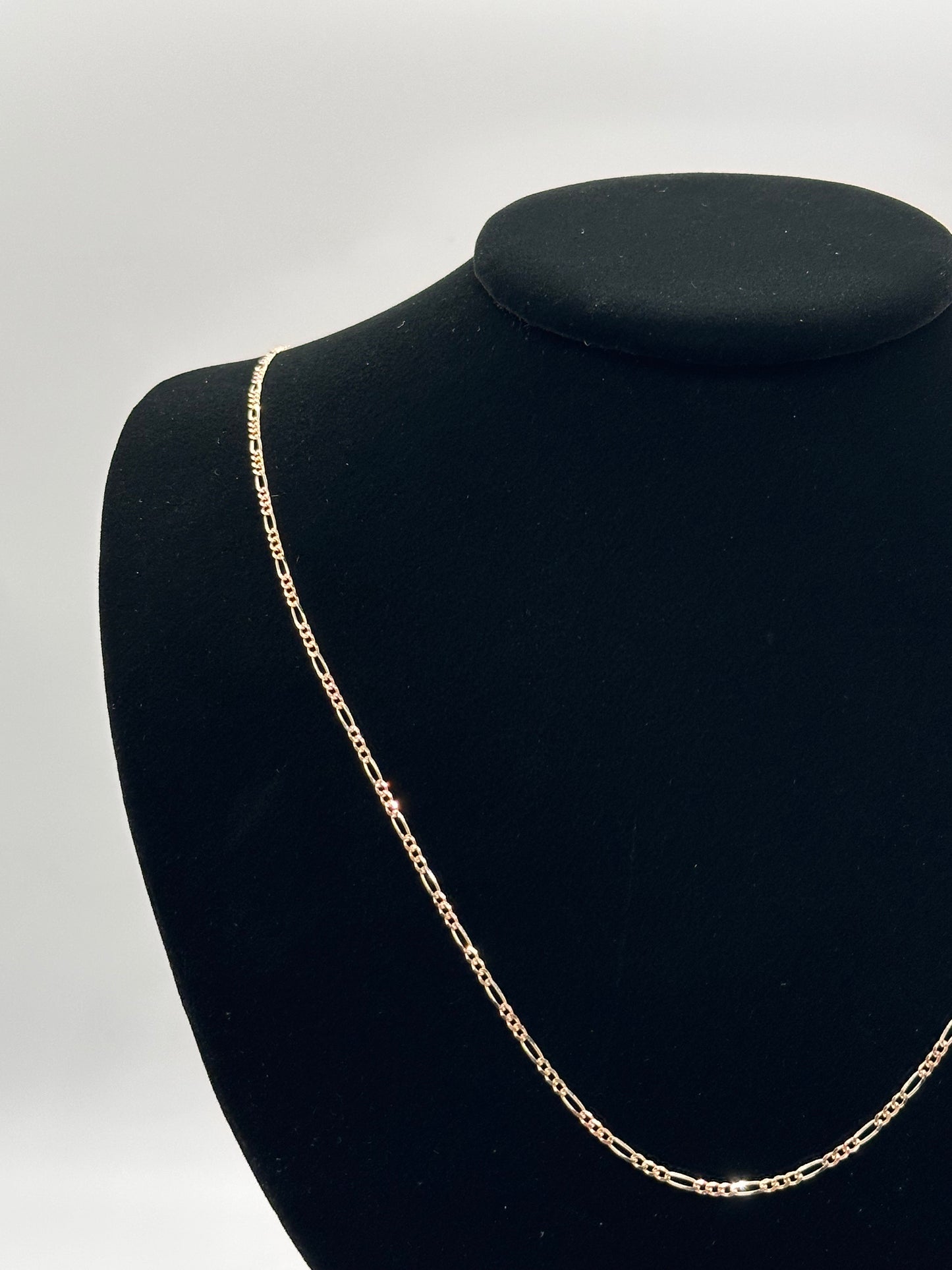 14K Tri-Color Gold Figaro Concave Chain
