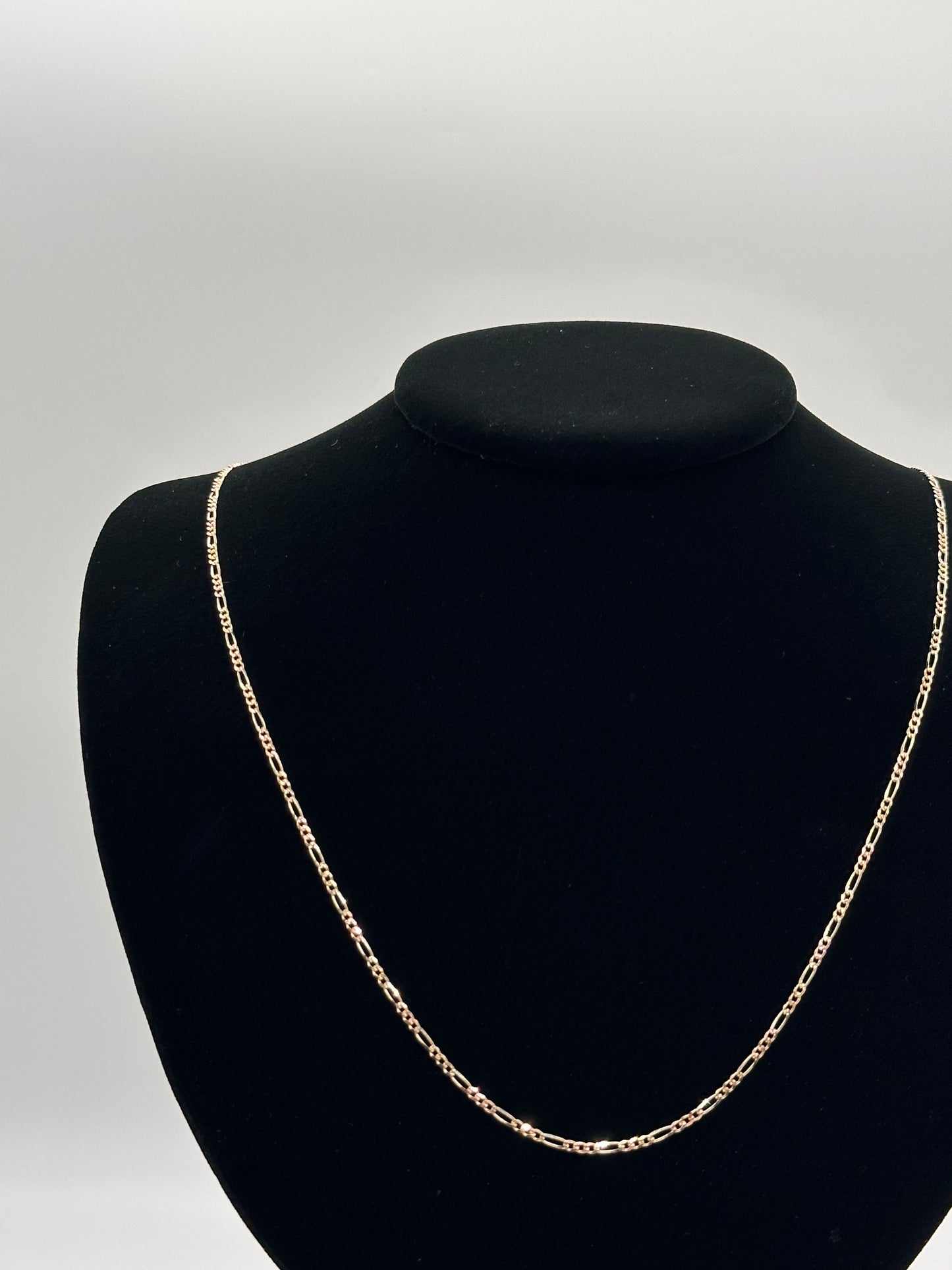 14K Tri-Color Gold Figaro Concave Chain