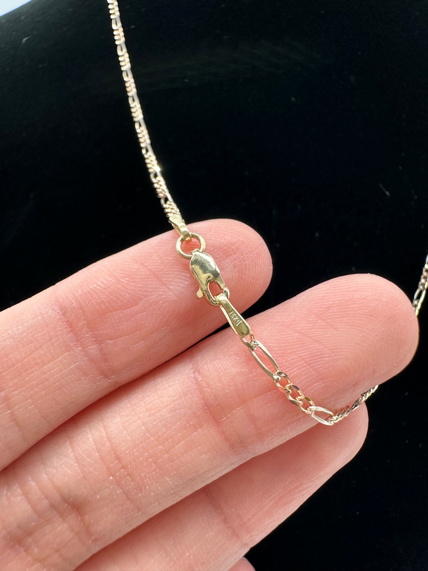 14K Tri-Color Gold Figaro Concave Chain
