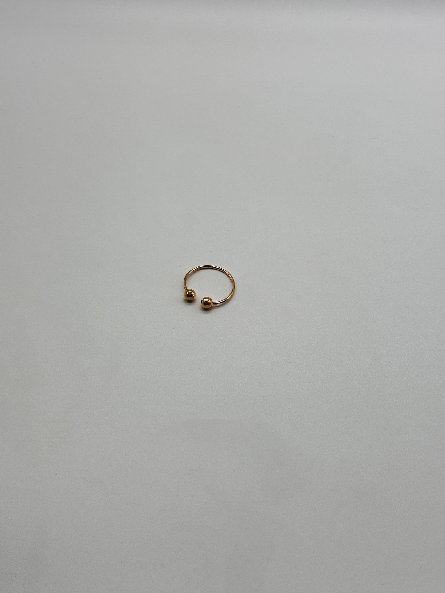 14K Gold Open Cuff Ball Ring – Minimalist Band, Size 7