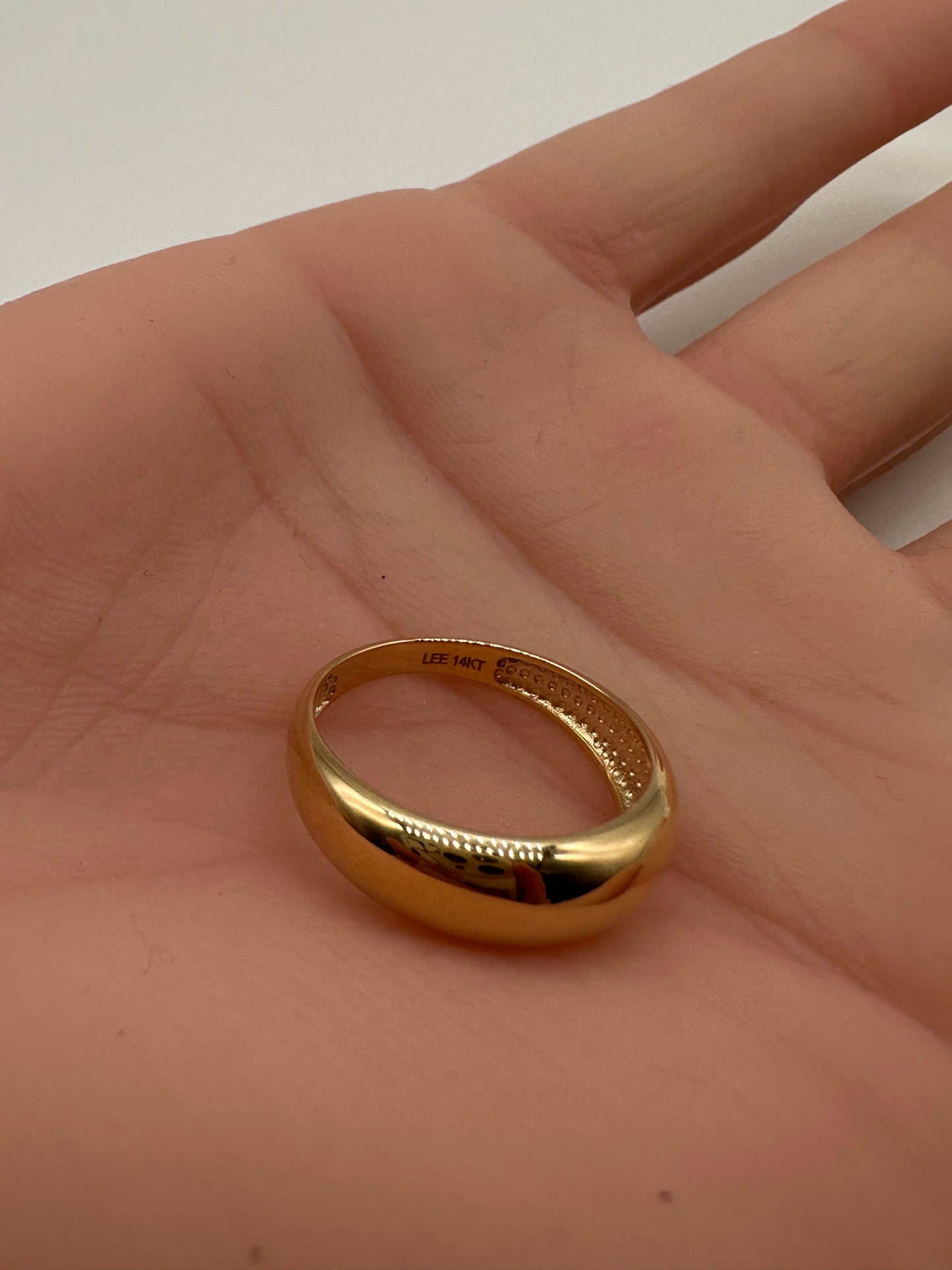 14K Gold Dome Ring – Polished Band, Size 7