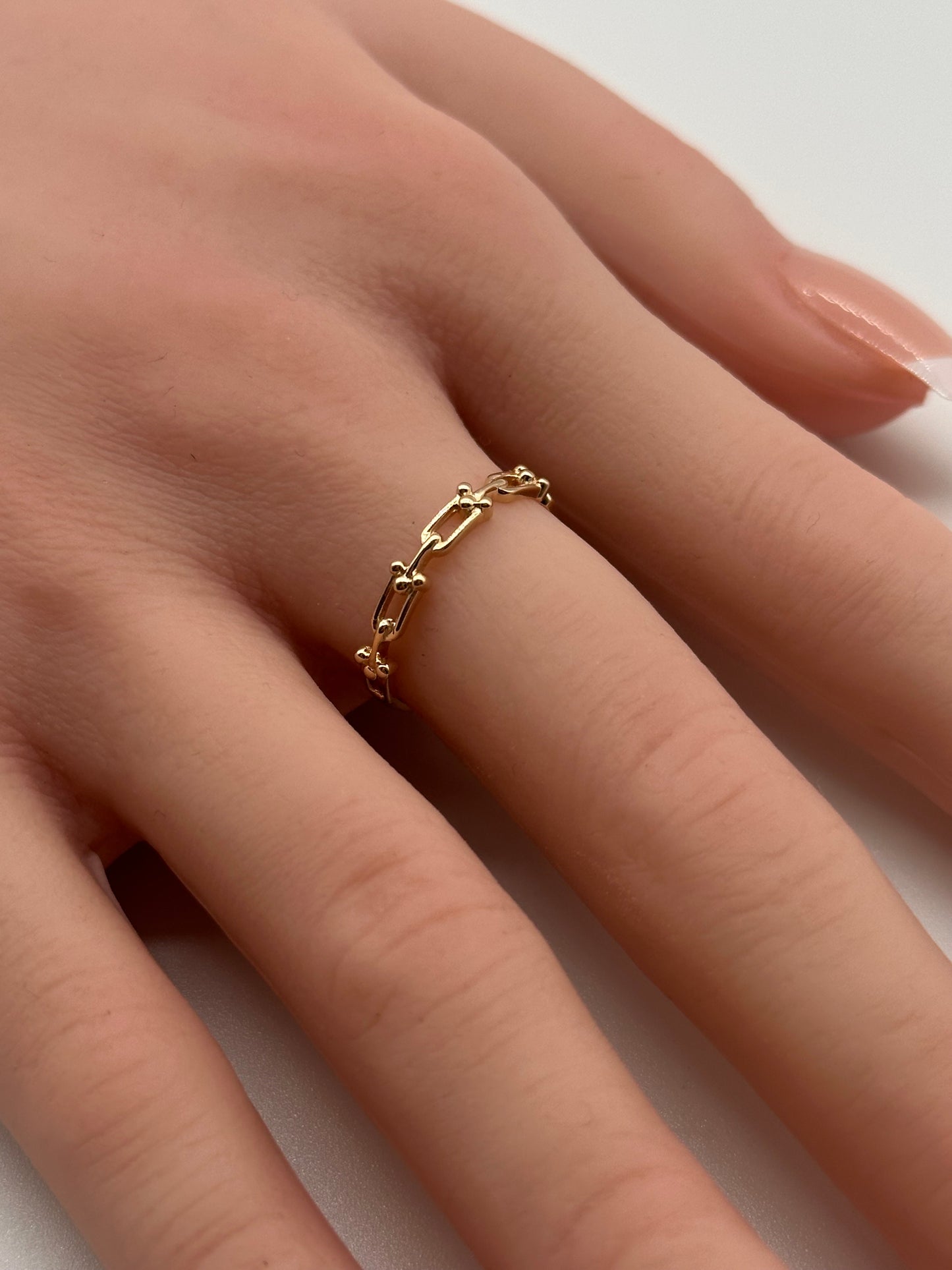 14K Gold Link Ring – Stackable Chain Band, Size 7