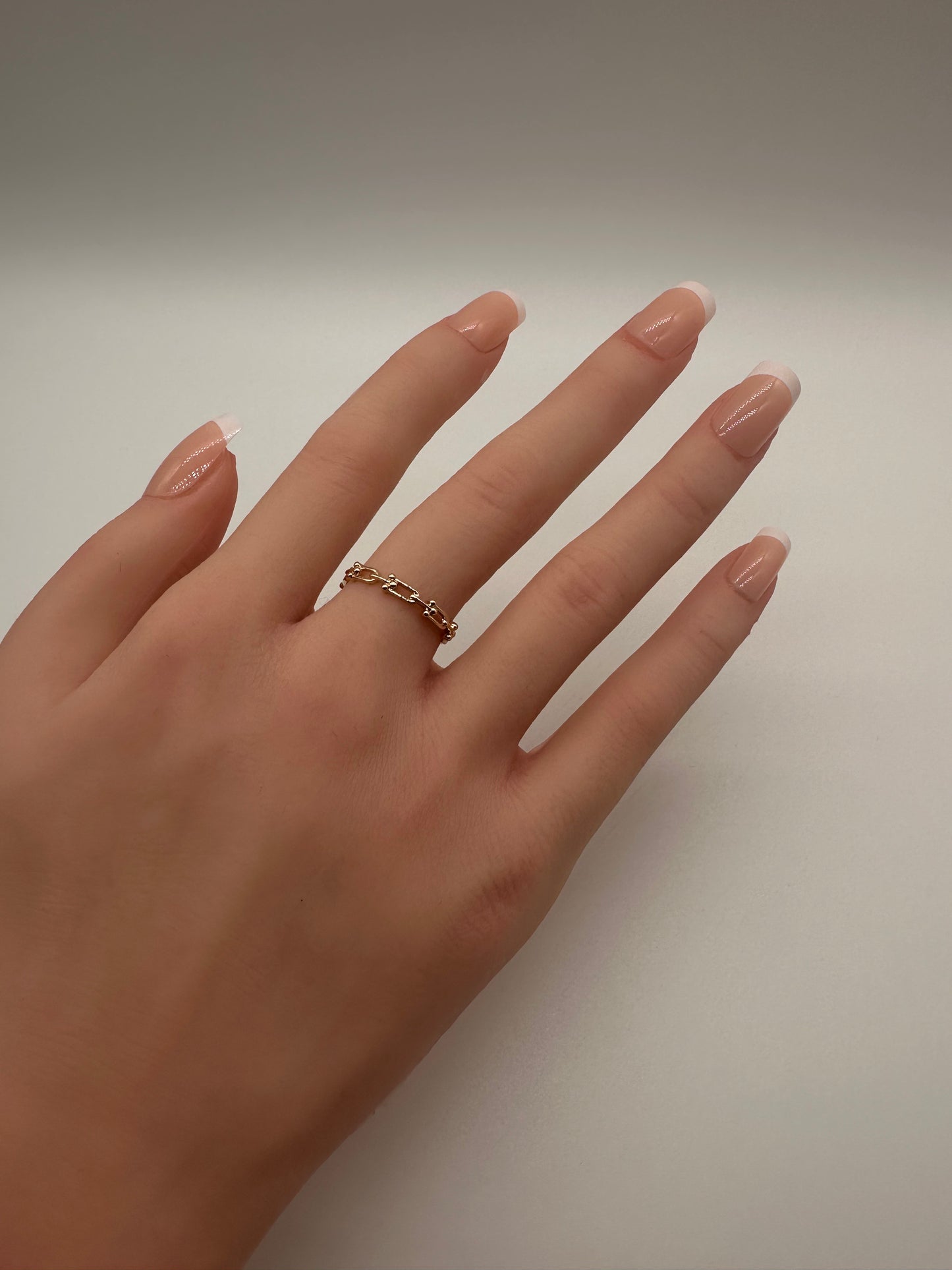 14K Gold Link Ring – Stackable Chain Band, Size 7