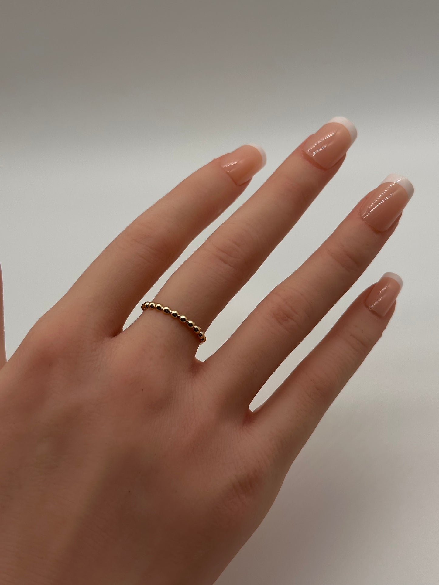 14K Gold Ball Ring – Dainty Polished Band, Size 7