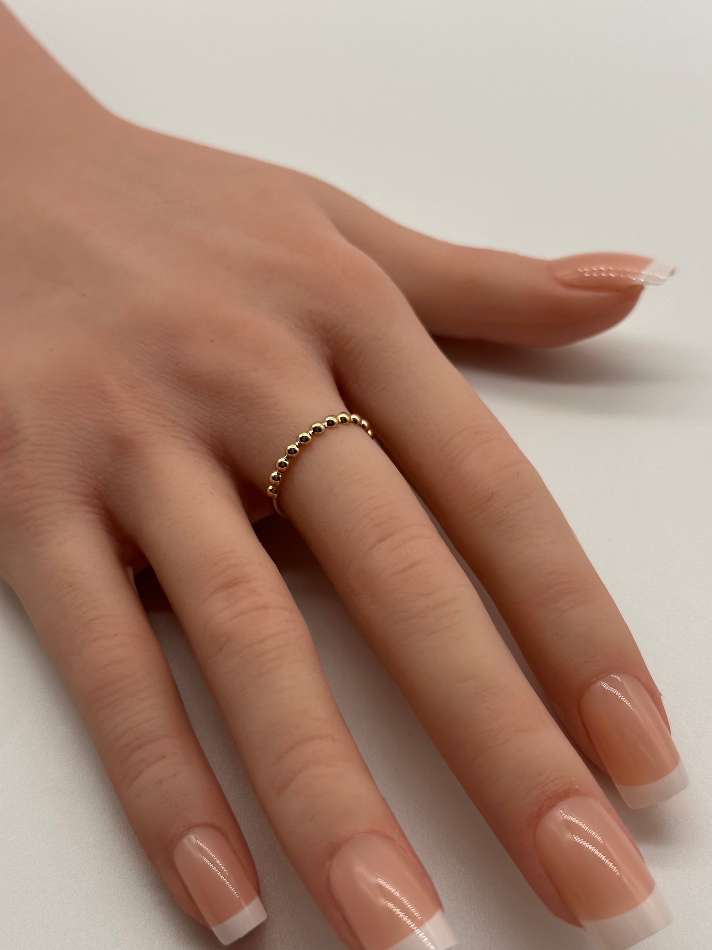 14K Gold Ball Ring – Dainty Polished Band, Size 7