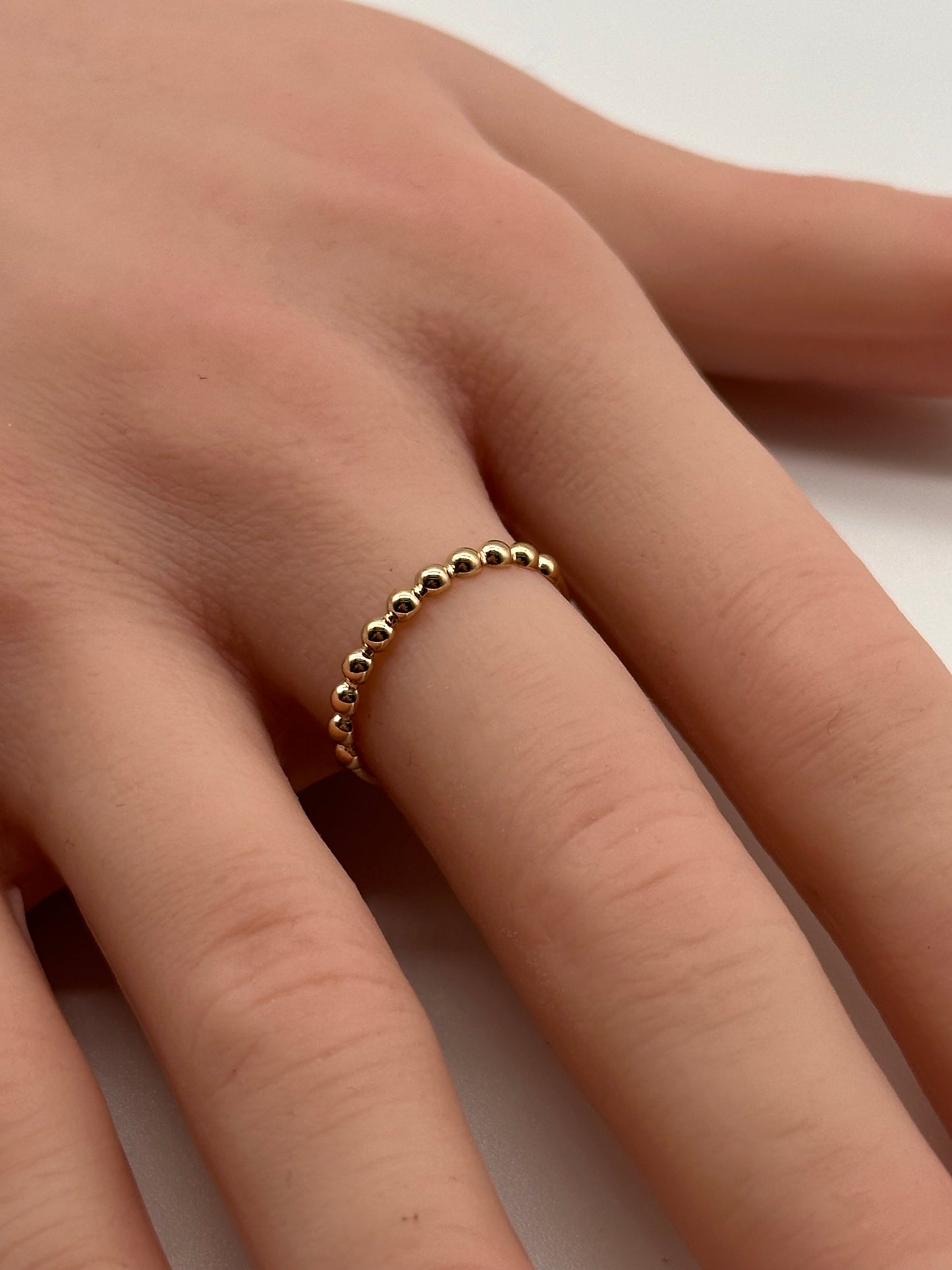 14K Gold Ball Ring – Dainty Polished Band, Size 7