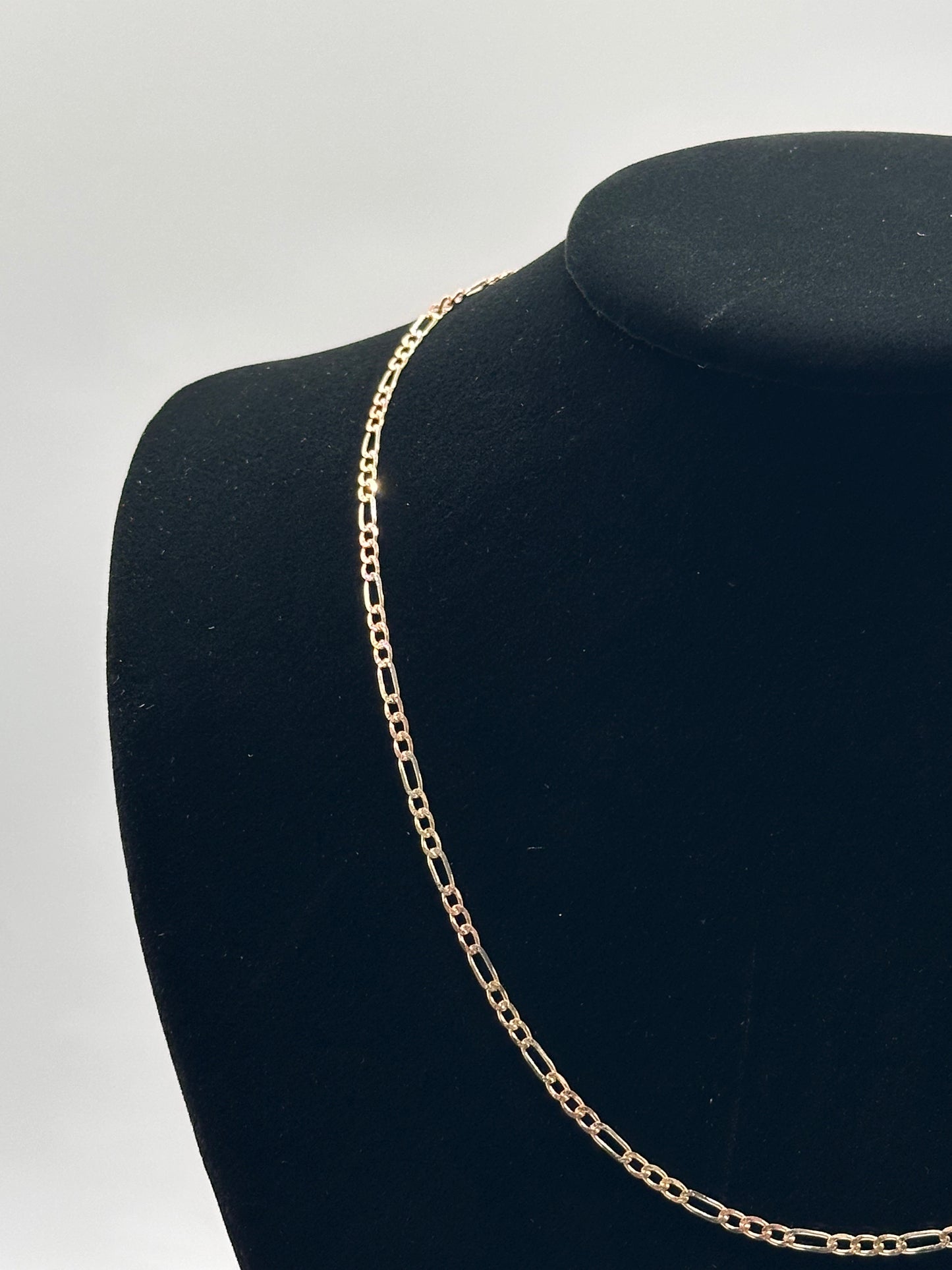 14K Gold Tri-Color Figaro Concave Chain