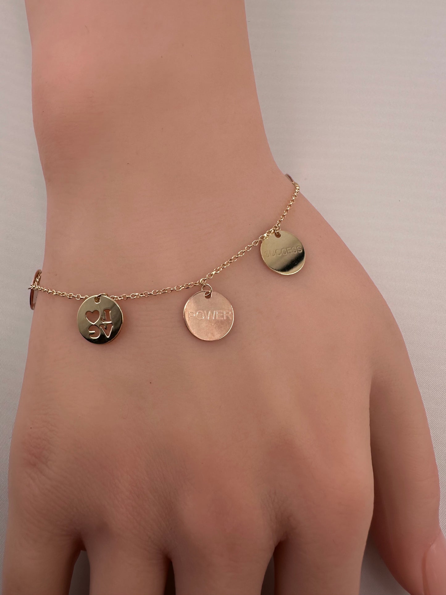 14K Gold Two-Tone Charm Bracelet – Women’s Adjustable 7”+1”