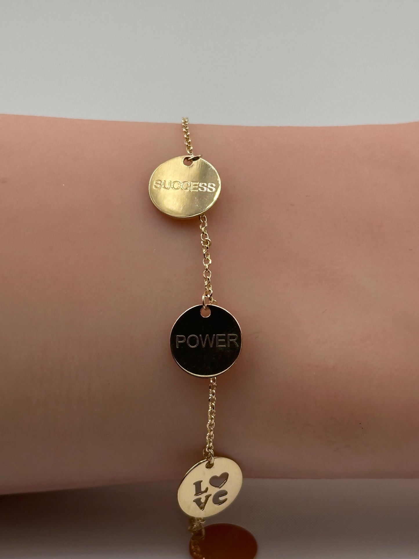 14K Gold Two-Tone Charm Bracelet – Women’s Adjustable 7”+1”