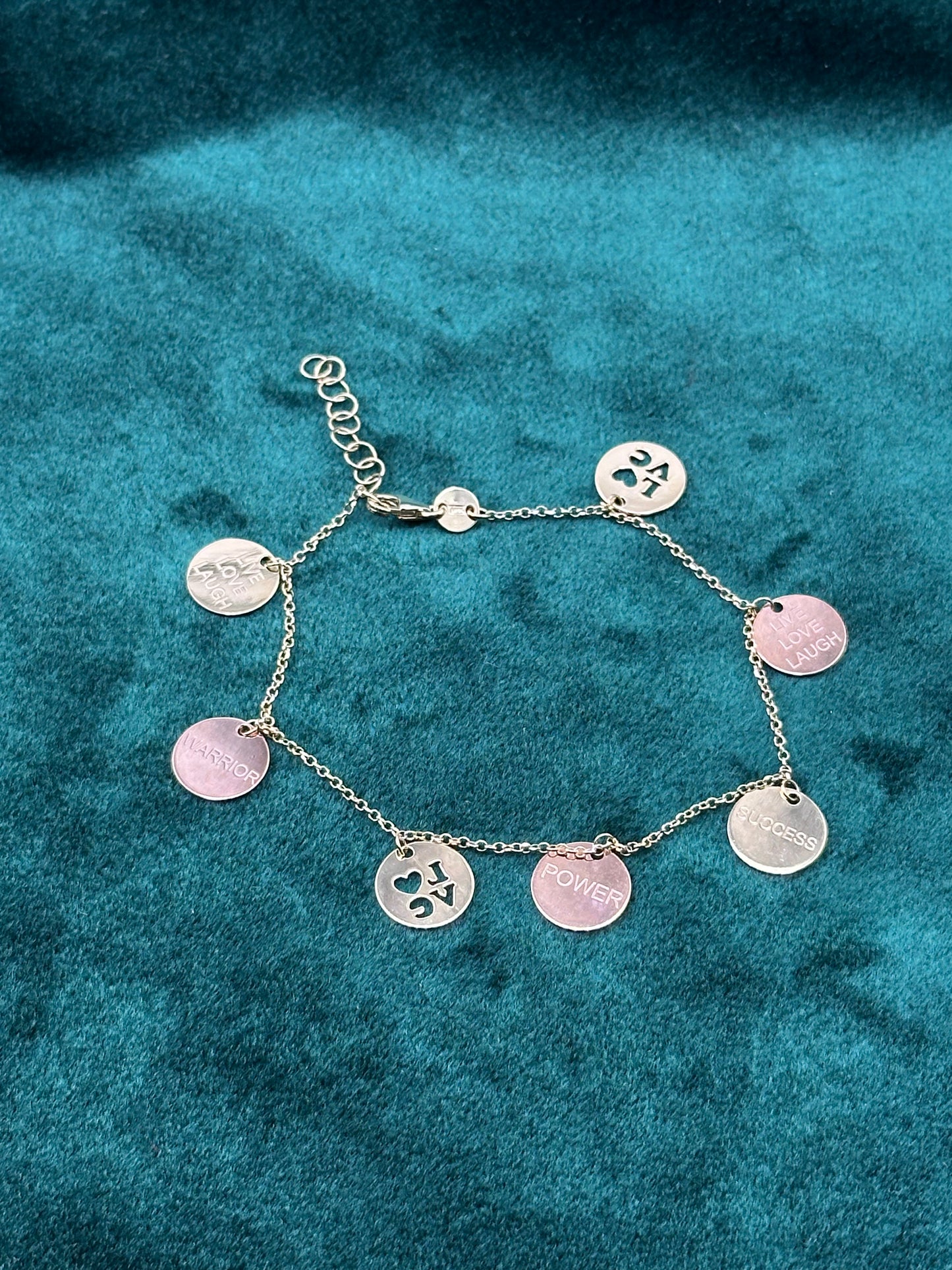 14K Gold Two-Tone Charm Bracelet – Women’s Adjustable 7”+1”