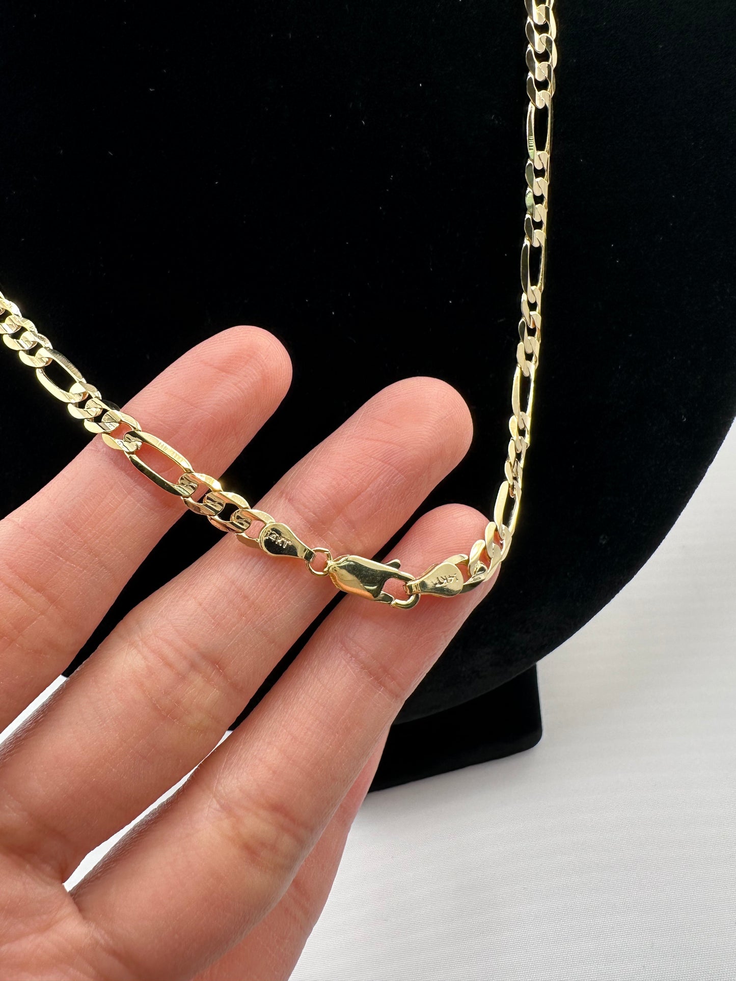 14K Gold Figaro Concave Chain