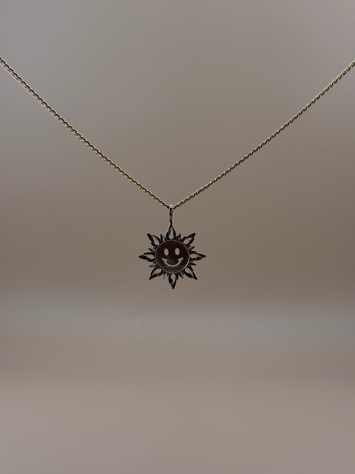 14K Gold Smiley Sun Pendant l Sunshine Charm