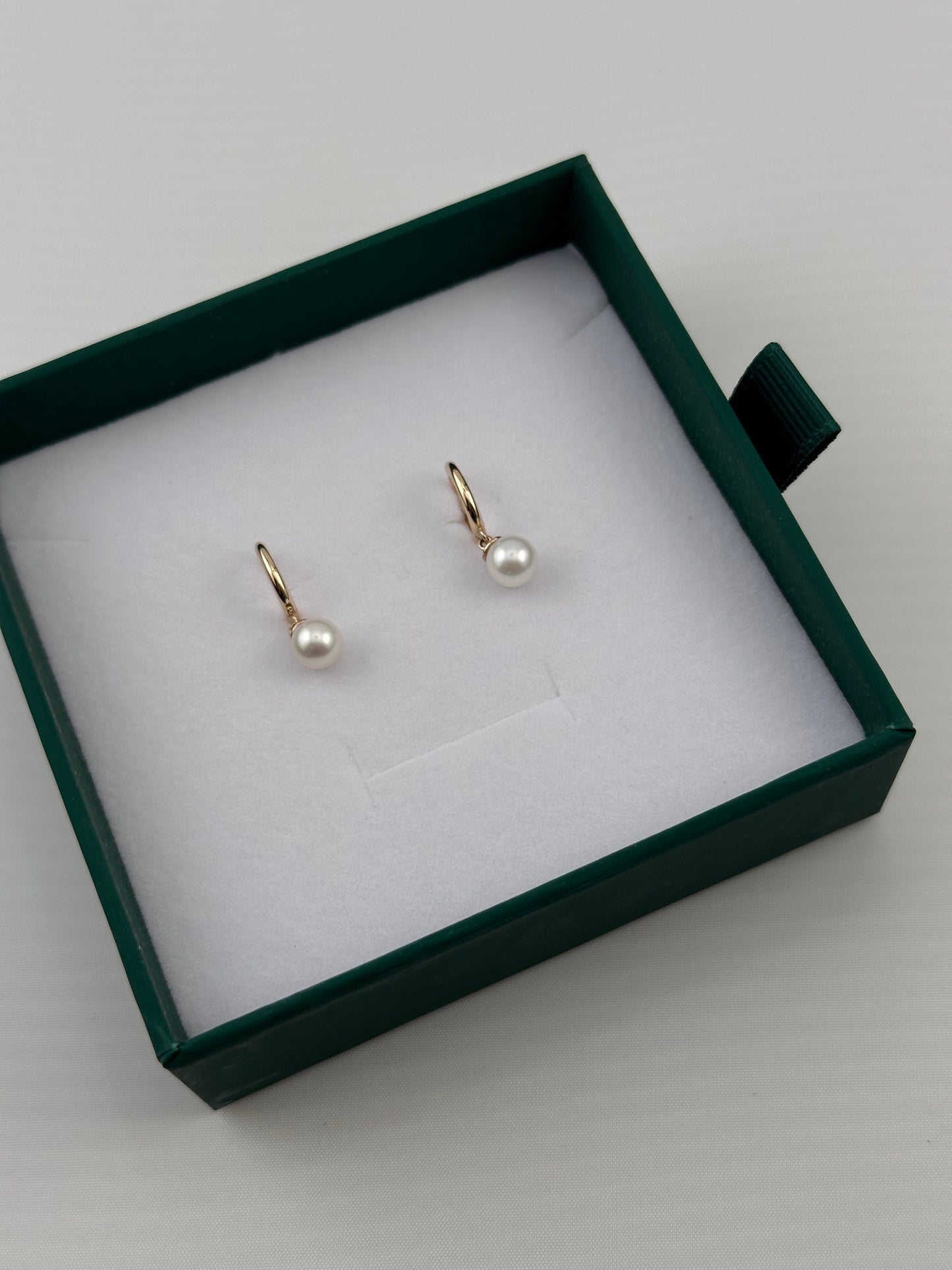 14K Gold Pearl Huggie Earrings – Dainty Hoop Drop Earrings