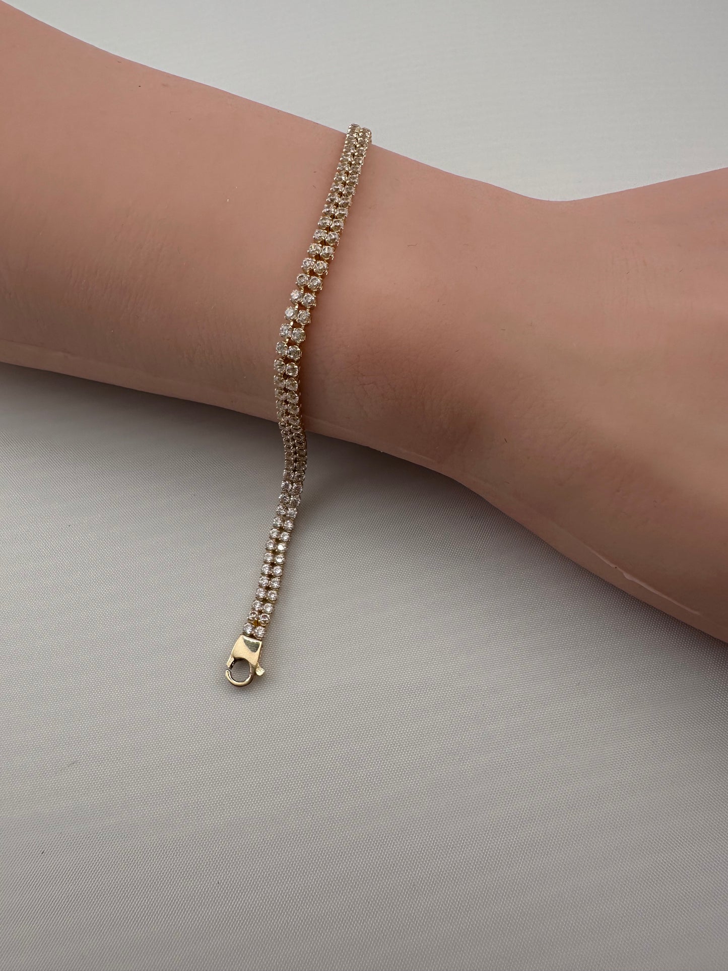 14K Gold CZ Tennis Bracelet – 7.25"