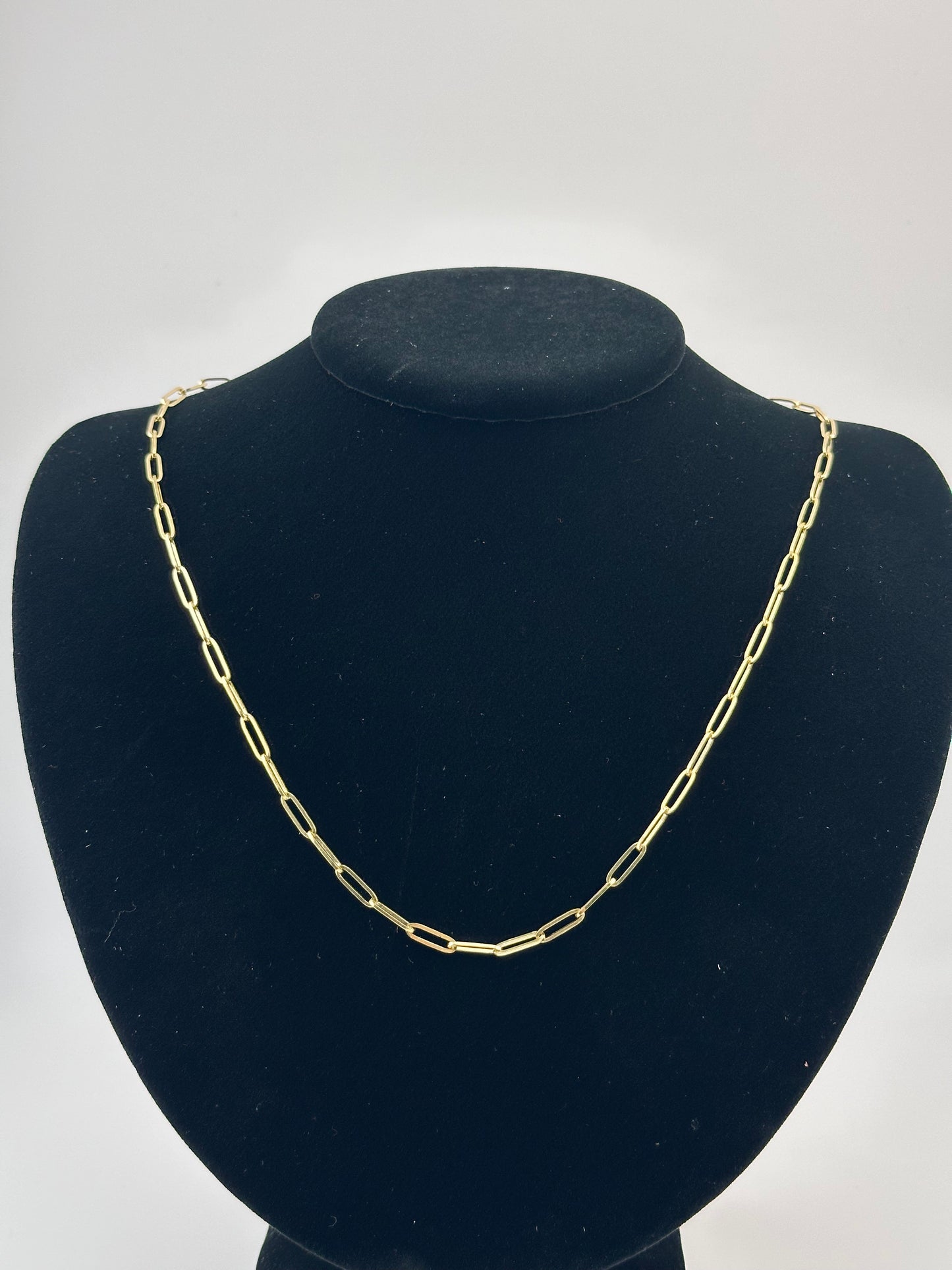 14K Solid Yellow Gold Paper Clip Chain