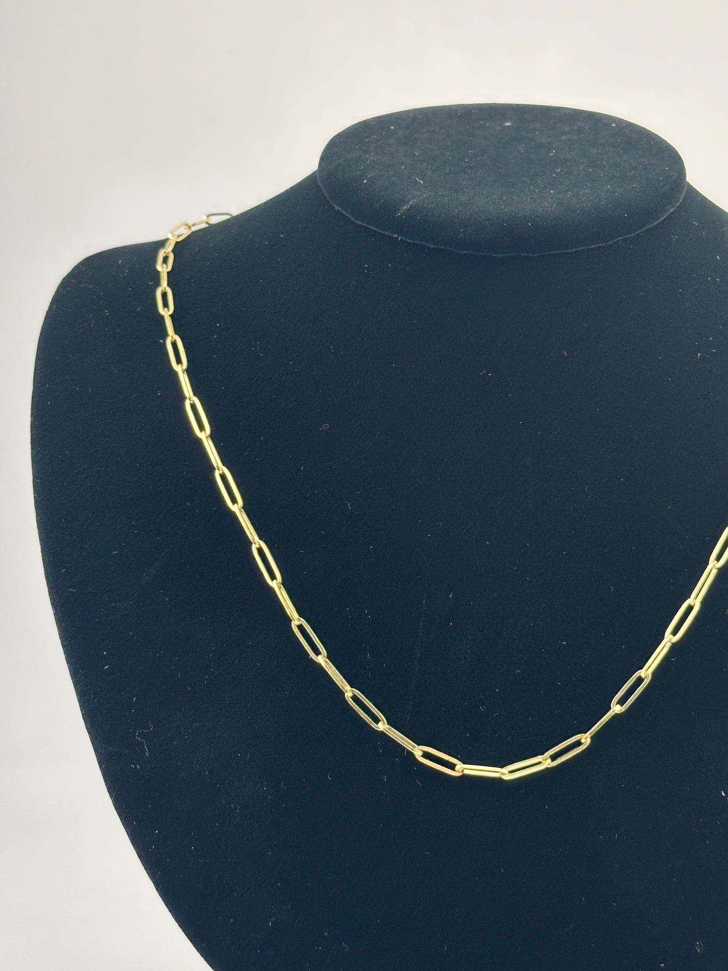 14K Solid Yellow Gold Paper Clip Chain